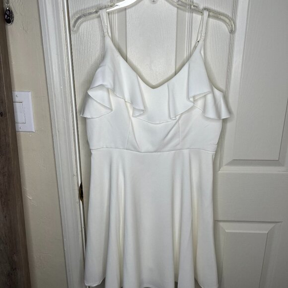 Trixxi White Ruffled Mini Dress - Picture 1 of 2
